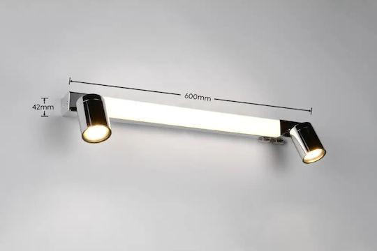 Trio Lighting Modern Lamp Bathroom with Socket GU10 Silver 60x18cm