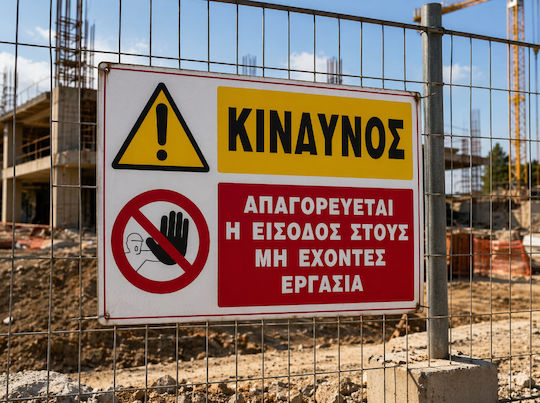 Κινδυνος Απαγορευεται Η Εισοδος Στους Μη Εχοντες Εργασια Πινακιδα Αλουμινιου 40χ60 Ινfosign 11007