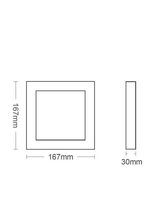 Metanor Square LED Panel 12W with Natural White Light 4000K