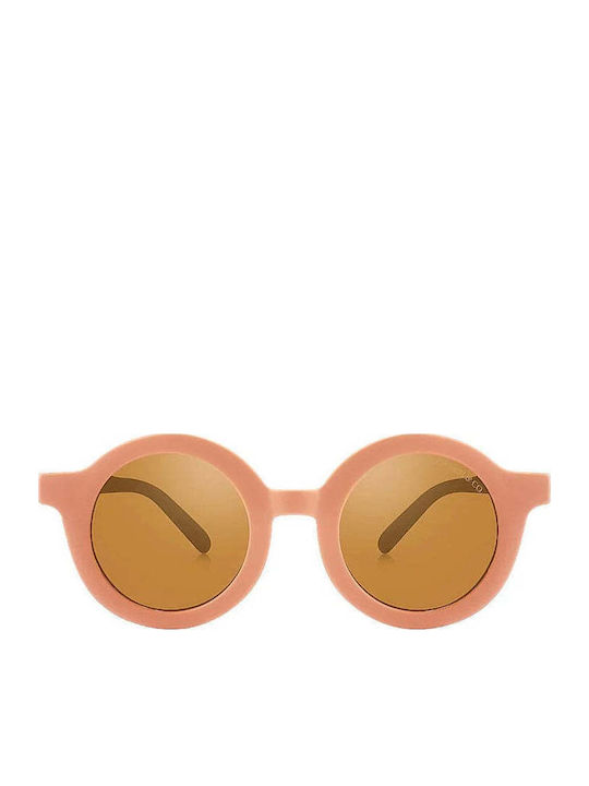 Grech & Co Στρογγυλά Παιδικά Γυαλιά Ηλίου με Polarized Φακό Ροζ