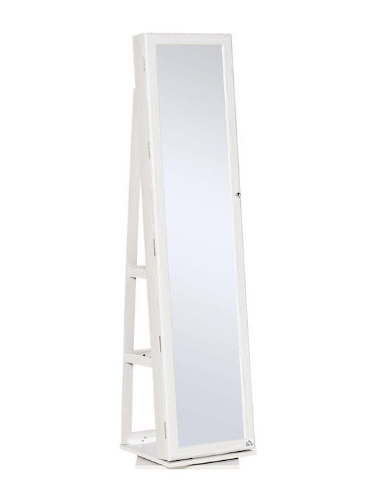 HomCom Boden- oder Standspiegel mit Weißem Holzrahmen 160x38cm