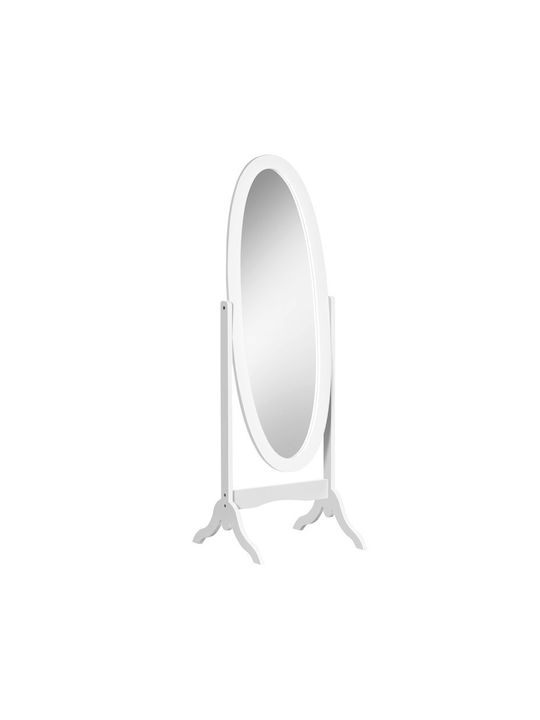 HomCom Oval Floor Mirror with White Wooden Frame 147x48cm