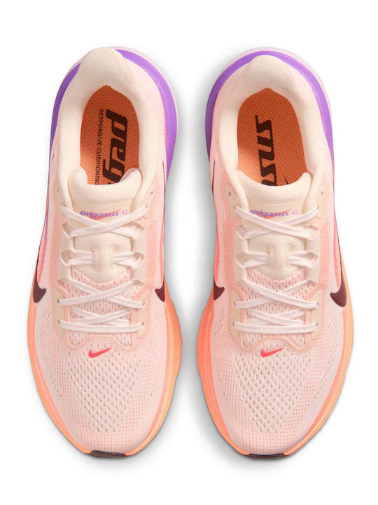Pegasus 42 Women's Sport Shoes Running Chalk Orange Pulse Bright Violet Tattoo