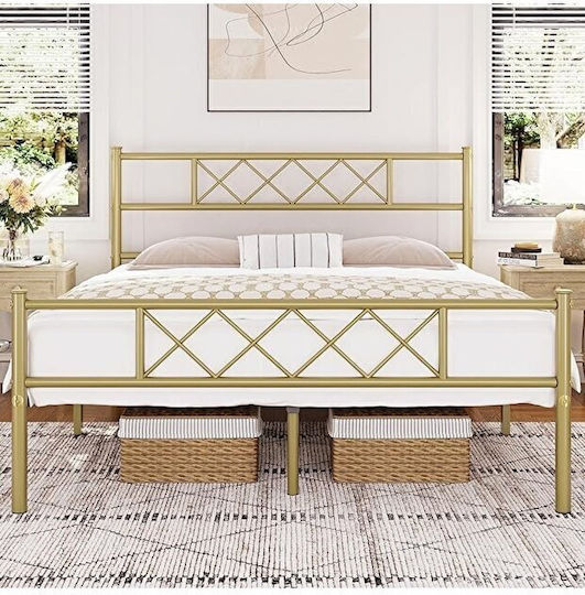 SteweHome Metallbett Mit Doppelter Nutzung Gold 100x200cm