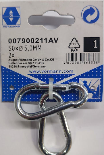 Galvanized Carabiner Vrn 5mm 50x7/5 2pcs