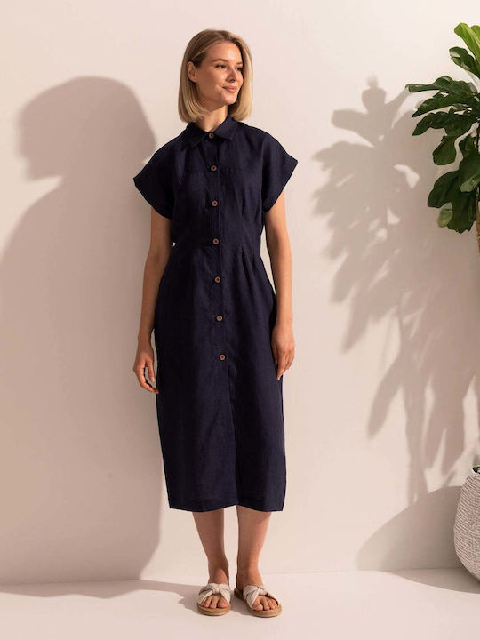 Καλοκαιρινό Midi Φόρεμα Navy Μπλε