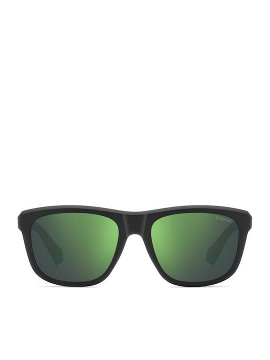 Polaroid Unisex Sonnenbrillen mit Schwarz Horn umrandetem Rahmen und Grün Polarisiert Spiegel Gläser PLD2163/S 3OL/5Z