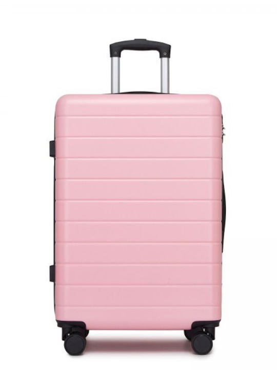 Miss Lulu Μεγάλη Βαλίτσα Ταξιδίου Σκληρή Pink με 4 Ρόδες Ύψους 75εκ.