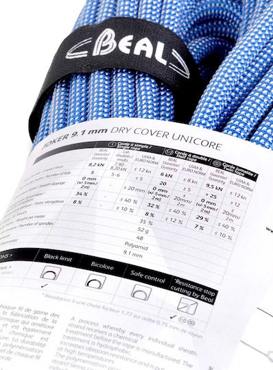 Beal 38758 Dynamic Climbing Rope with Length 60m Blue