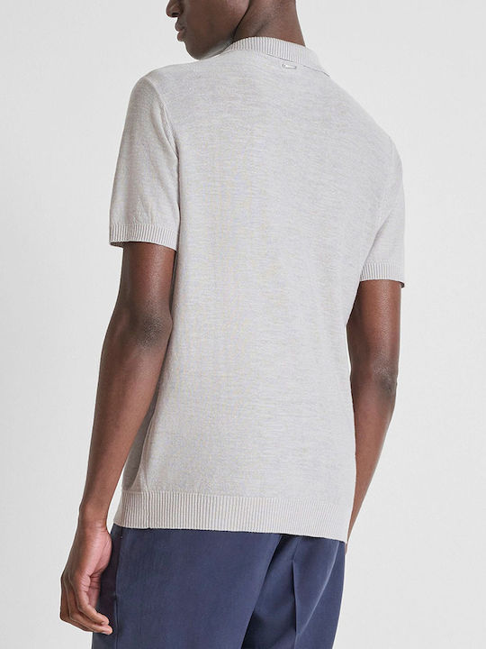 Polo Herrenbluse Kurzarm Ecru