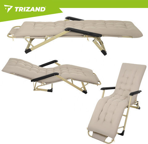Trizand Ξαπλώστρα-Πολυθρόνα Παραλίας με Ανάκλιση 3 Θέσεων Μπεζ 60x30εκ.