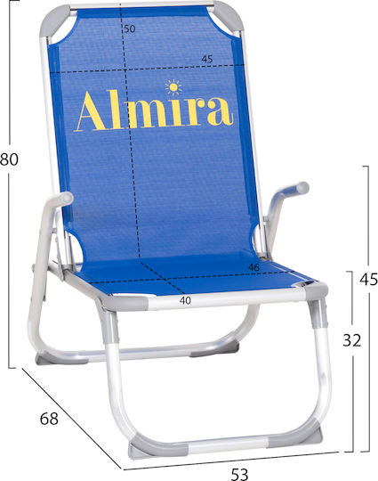 HomeMarkt Aluminium Beach Chair with High Back Blue