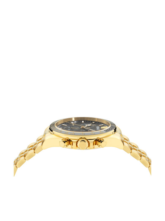 Versace Greca Chrono Ανδρικό Ρολόι 43mm Μπαταρίας με Χρυσό Μεταλλικό Μπρασελέ