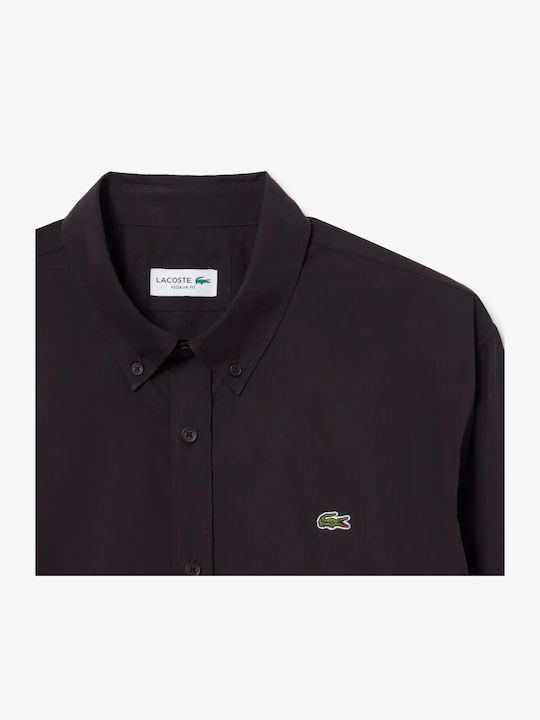 Lacoste Βαμβακερό Πουκάμισο Καφέ