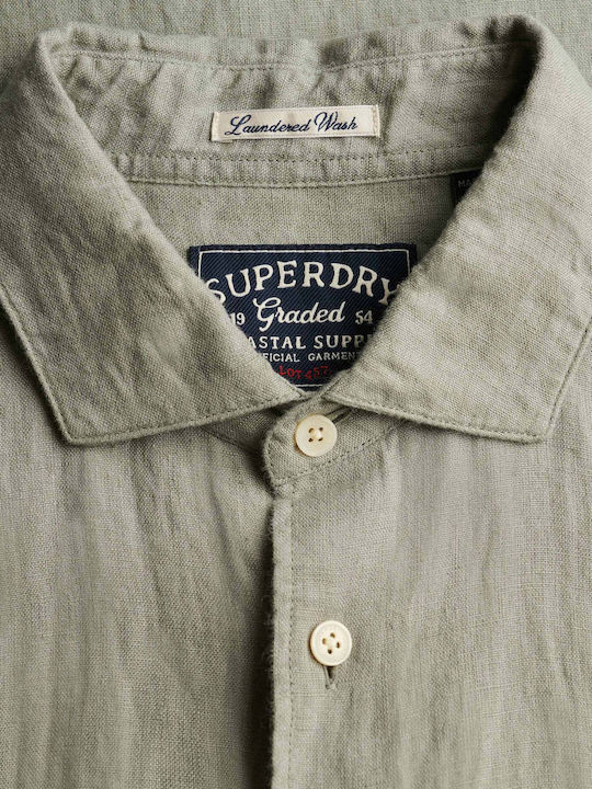 Superdry Cămașă Din In Verde
