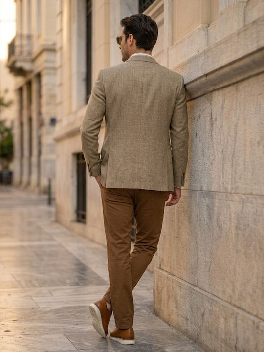 Summer Men’s Suit Jacket Beige-Taupe