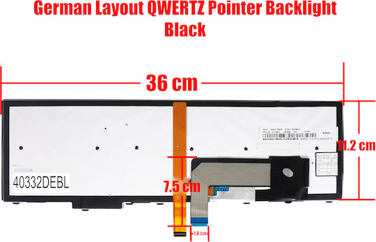 German Laptop Keyboard Lenovo Thinkpad T540p 20be T550 20cj T560 20fh L560 20f1 L570 20j8 L540 20au P50s 20fk E440 20c5 W540 20bh 04y2689 01ax610 00pa647 with Pointer Backlit Black Code 40332debl