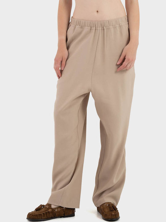Damen Stoffhose in Lose Passform Hellbeige S39M0304-Hellbeige