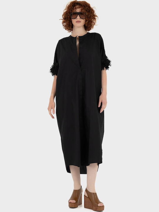 Midi Σεμιζιέ Φόρεμα Black