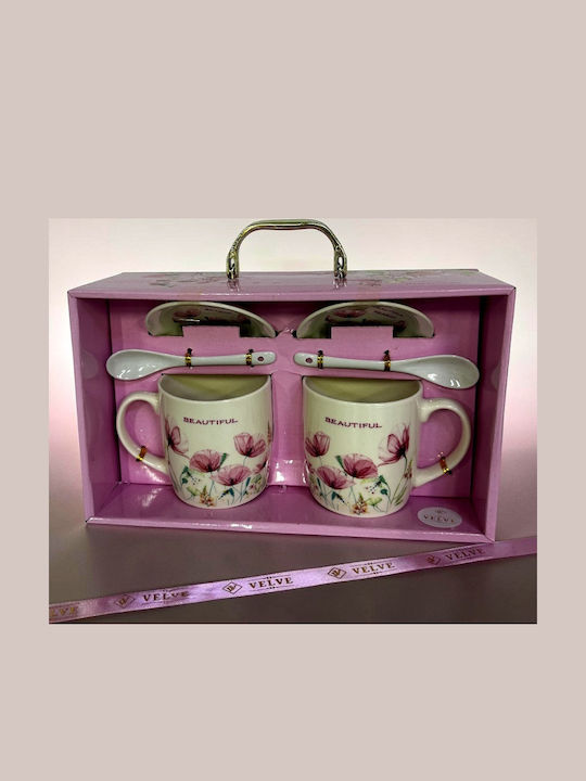 Velve Set Cesti Maro Ceramice Roz 300ml 2 Bucăți