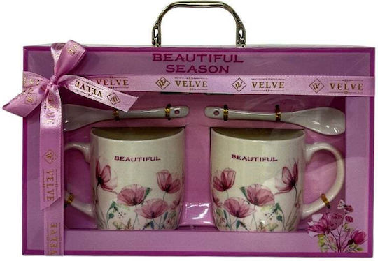 Velve Set Cesti Maro Ceramice Roz 300ml 2 Bucăți