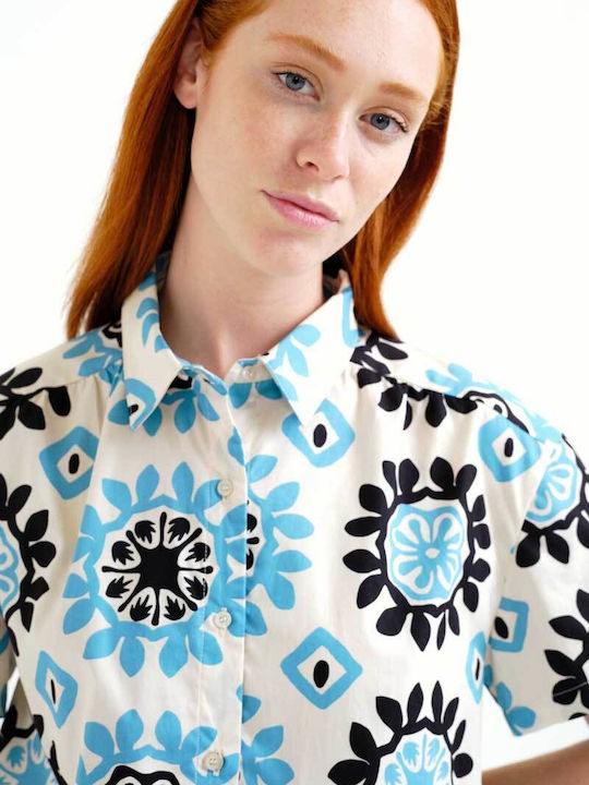Summer Mini Shirt Dress Ecru