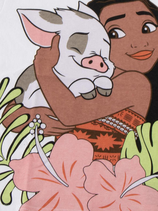 Kids Short-Sleeved White Blouse Vaiana Pua