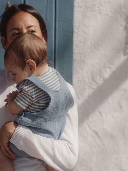 Little Dutch Stripe Onesie Stone Blue
