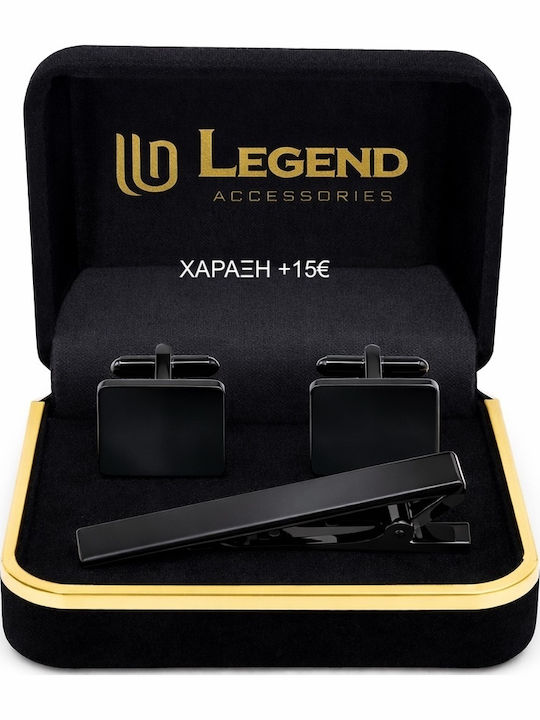 Legend Accessories Μανικετόκουμπα από Ατσάλι σε Μαύρο Χρώμα Legend Accessories Μανικετόκουμπα από Ατσάλι σε Μαύρο Χρώμα