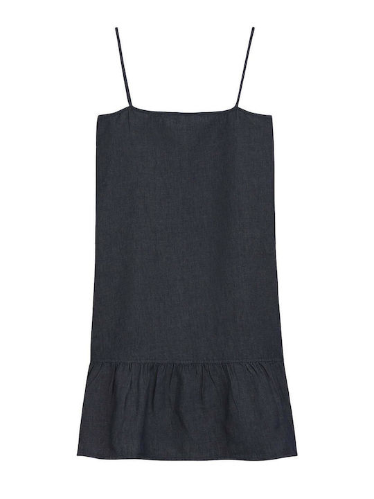 Καλοκαιρινό Mini Φόρεμα Τζιν με Βολάν Blue