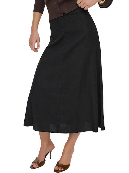 Leinen Maxi Rock Schwarz