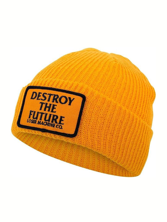 Beanie Unisex Σκούφος Πλεκτός σε Κίτρινο χρώμα