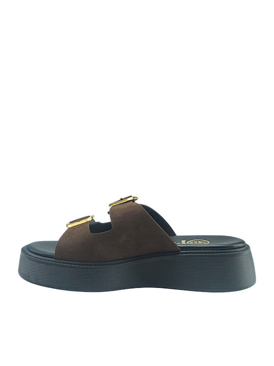 Damen Flache Sandalen Braun