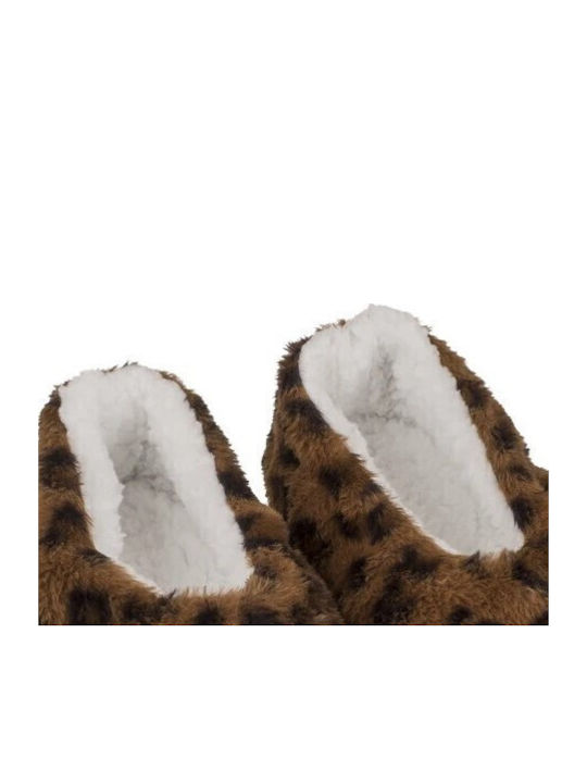 Winter Women's Slippers with Brown Fur