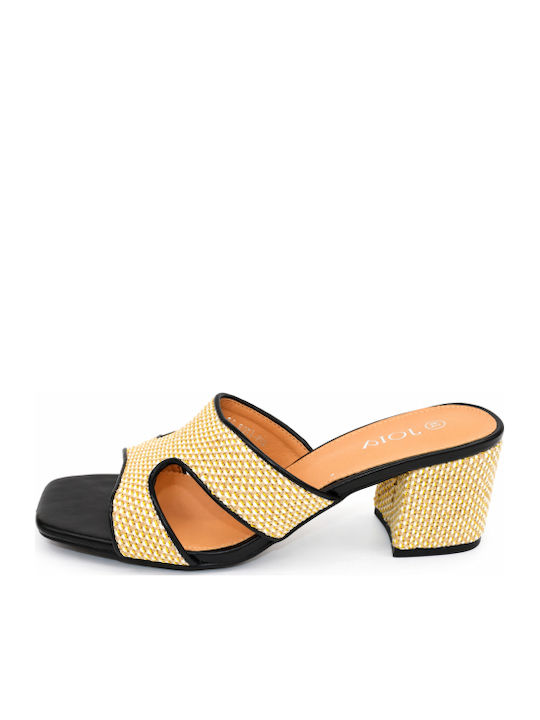 Mules With Chunky Low Heel In Black Colour SJ-KK-1306-26ML-BLACK
