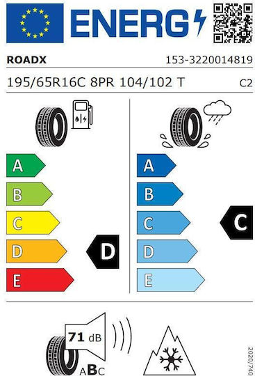 RoadX 195/65R16 104/102T Anvelopă 4 Anotimpuri Pentru Camion Ușor Tip