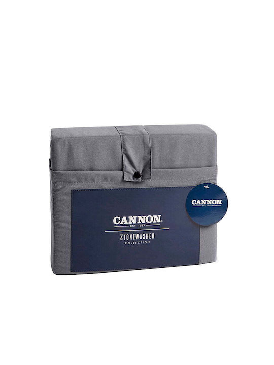 Cannon Sheet Set with 2 Pillowcases Super-Double with Elastic 160x200+35cm. Dark Grey 3pcs