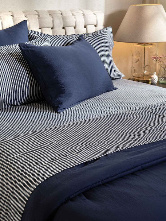 Cannon Sheet Sets Queen with Elastic 160x200+35cm. Blue 3pcs
