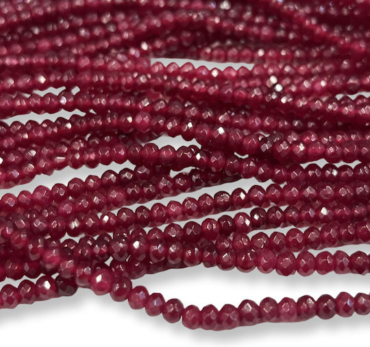 Μπορντό Χάντρες Jade 3x4mm Faceted