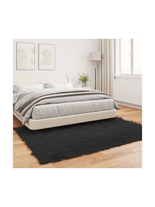 vidaXL Χαλί Ορθογώνιο Δερμάτινο Μαύρο 140x200cm