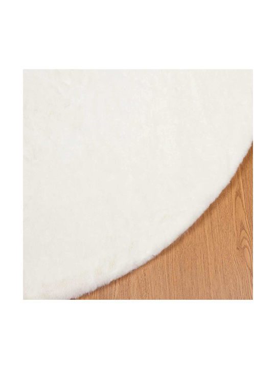 vidaXL Teppich Rund Synthetisch,Polyester/Cotton/Leather Beige