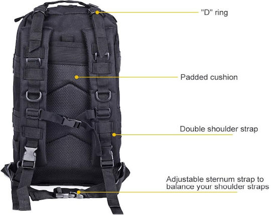 Militärrucksack Schwarz 30lt RZ-B02-Schwarz