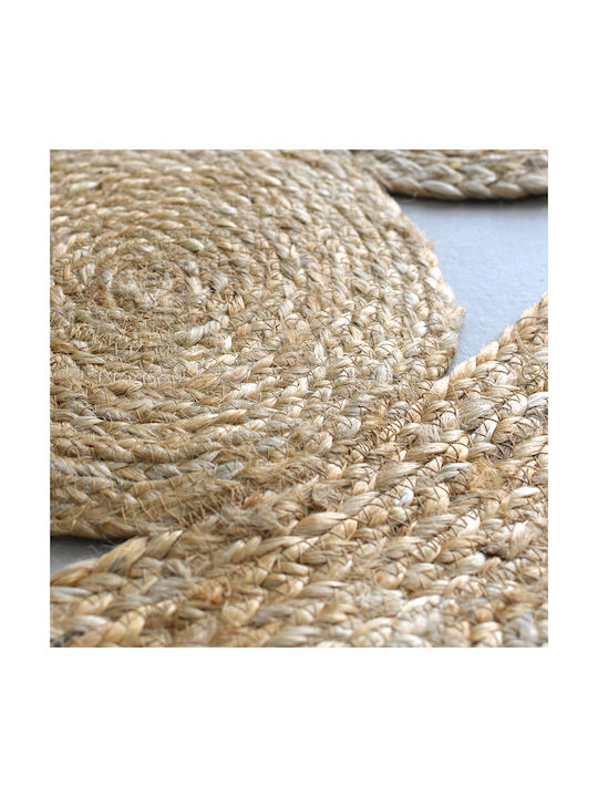 Ravelia Flora Χαλί Στρογγυλό από Γιούτα Μπεζ Φ80cm