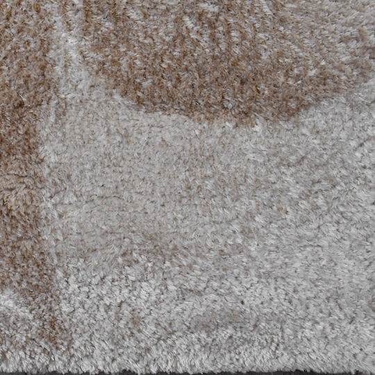 Shaggy Geometric Living Room Rug Rectangular Beige 120x170cm