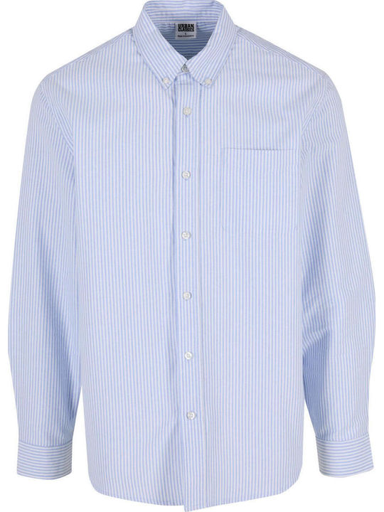 Long Sleeve Cotton Striped Shirt Lighthorizonblue/White