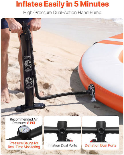 Vevor Saltea Gonflabilă Pentru Plajă Cu Mânere Portocalie 305x15cm