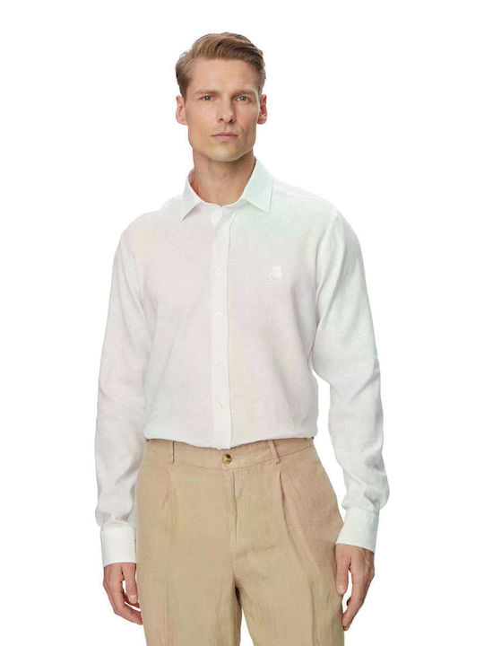 Long Sleeve Linen Shirt White