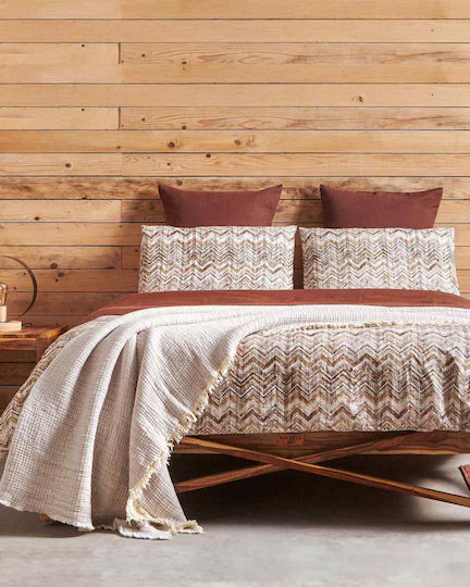 Peiraiki Patraiki Duvet Cover Set Cotton Single with Pillowcase 170x250 Agadir Beige