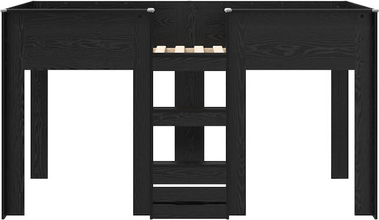 Kinderbett Koje Einzeln mit Stauraum Schwarz für Matratze 75x190cm