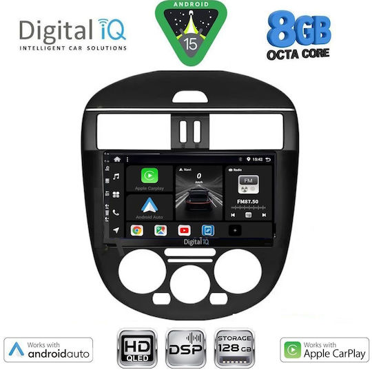 Digital IQ Car Audio System for Nissan Tiida 2013-2023 with A/C (Bluetooth/USB/AUX/WiFi/GPS/Apple CarPlay/Android Auto) with 9" Touch Screen